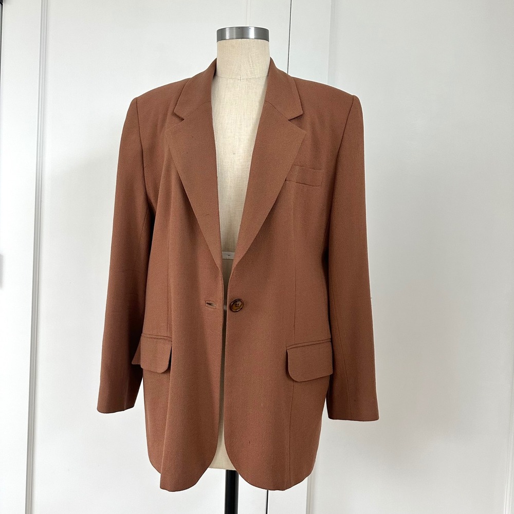 Tailored by Harlan Vintage Women's Brown‎ Blazer Rust 16 Large 90s - Picture 10 of 13